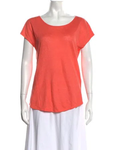 Pre-owned Sandro Linen Scoop Neck T-shirt In Orange