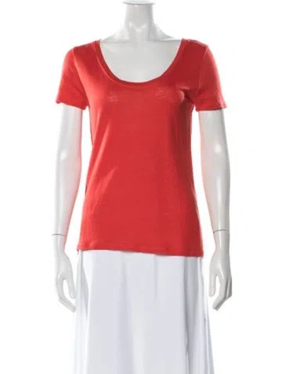 Pre-owned Sandro Linen Scoop Neck T-shirt In Red