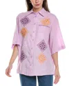 Sandro Linen Shirt In Purple