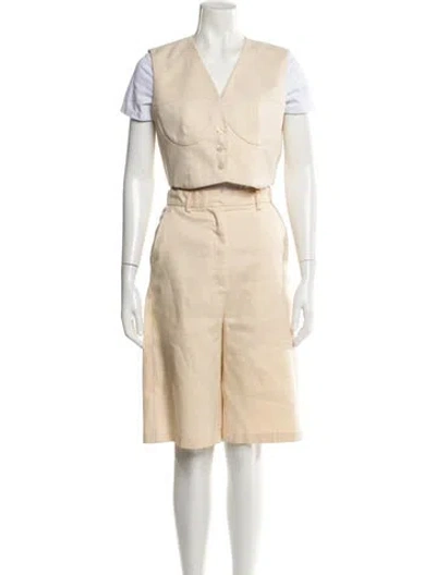 Pre-owned Sandro Linen Short Set In Neutral