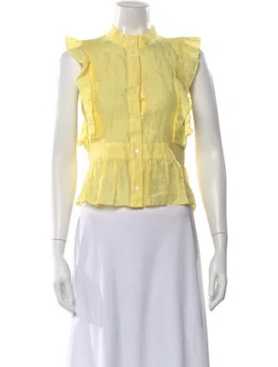 Pre-owned Sandro Linen Sleeveless Blouse In Yellow