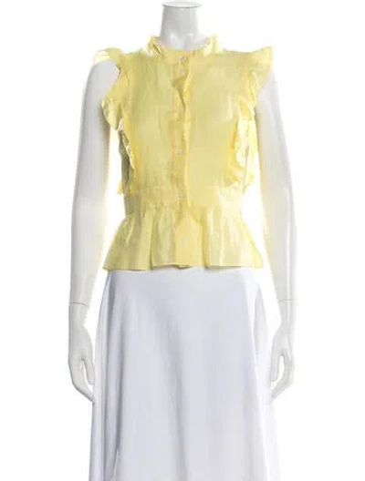 Pre-owned Sandro Linen Sleeveless Blouse In Yellow
