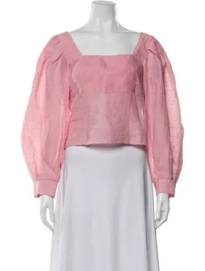 Pre-owned Sandro Linen Square Neckline Blouse In Pink