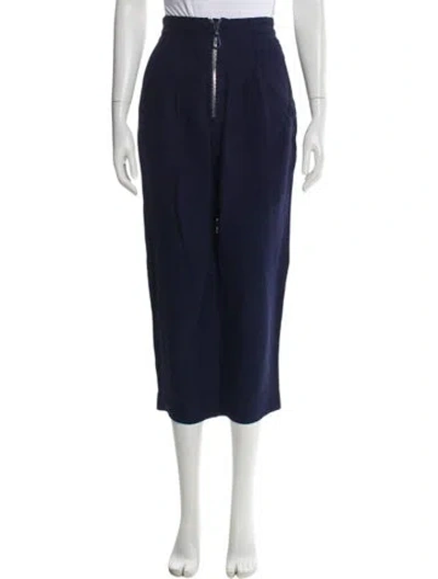 Pre-owned Sandro Linen Straight Leg Pants In Blue