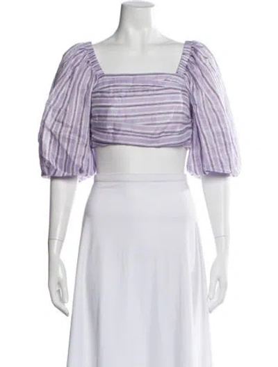Pre-owned Sandro Linen Striped Crop Top In Multi