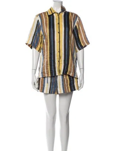 Pre-owned Sandro Linen Striped Short Set In Multicolor