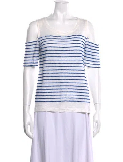 Pre-owned Sandro Linen Striped Top In Neutrals
