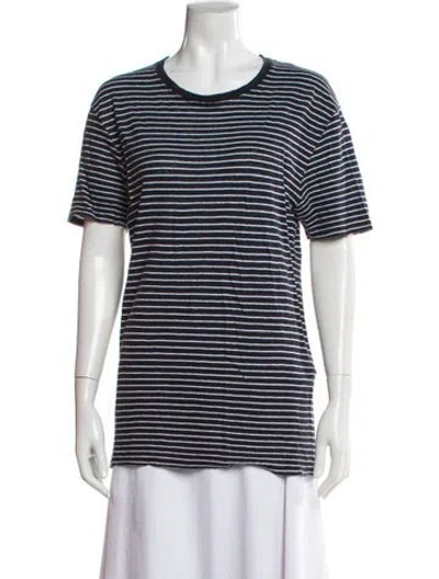Pre-owned Sandro Linen Striped T-shirt In Blue