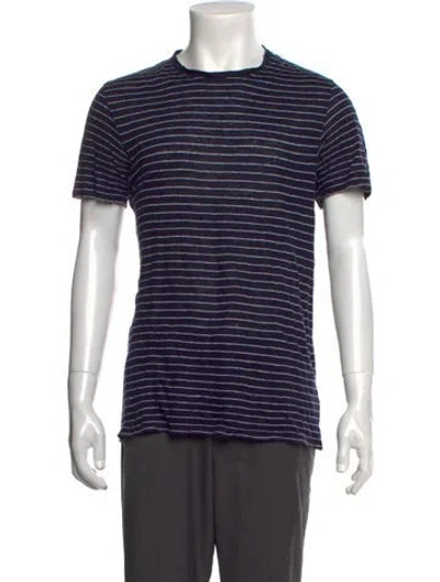 Pre-owned Sandro Linen Striped T-shirt In Blue