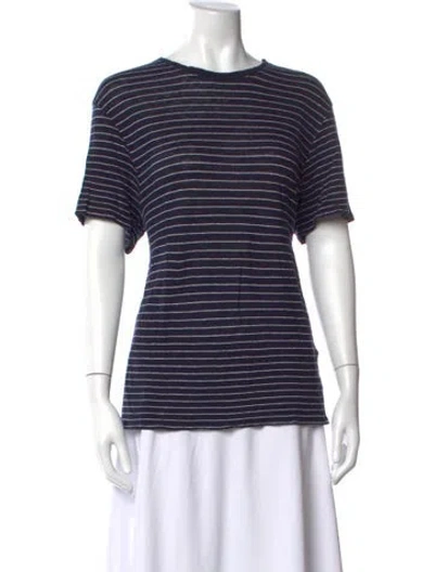Pre-owned Sandro Linen Striped T-shirt In Blue