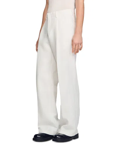 Sandro Linen Suit Trousers In White
