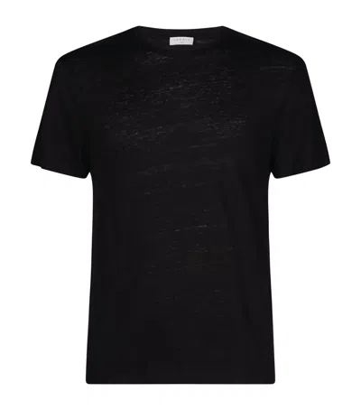 Sandro Linen T-shirt In Black