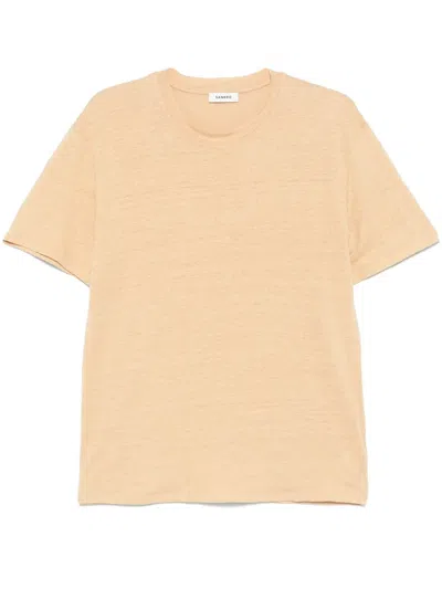 Sandro Linen T-shirt In Brown