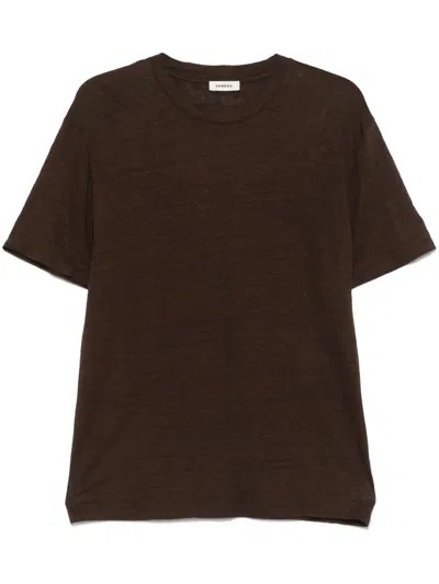 Sandro Certified Linen T-shirt In Brown