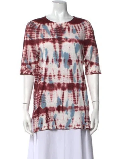 Pre-owned Sandro Linen Tie-dye Print T-shirt In Red