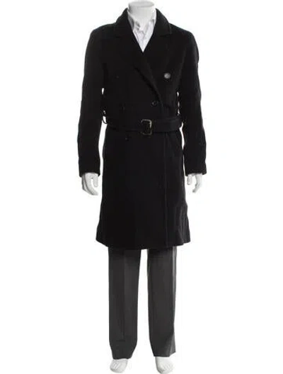 Pre-owned Sandro Linen Trench Coat In Black