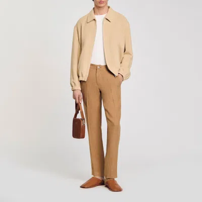 Sandro Linen Trousers In Neutral