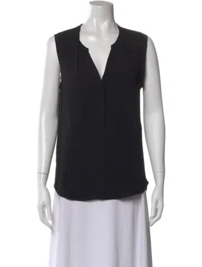Pre-owned Sandro Linen V-neck Blouse In Black