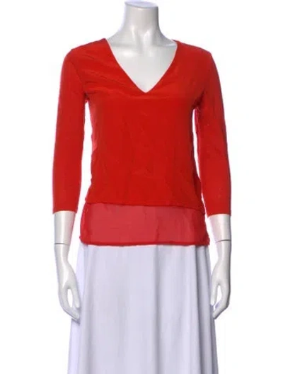 Pre-owned Sandro Linen V-neck Top In Orange
