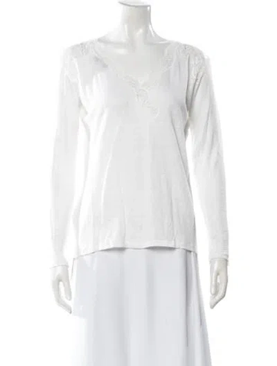 Pre-owned Sandro Linen V-neck Top In White
