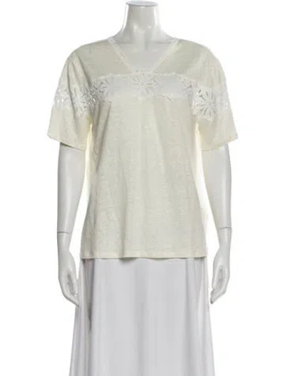 Pre-owned Sandro Linen V-neck T-shirt In Neutral