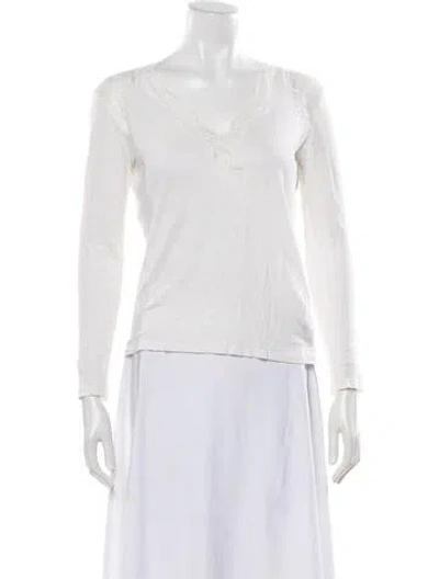 Pre-owned Sandro Linen V-neck T-shirt In Neutrals