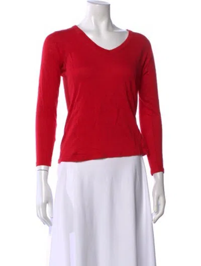 Pre-owned Sandro Linen V-neck T-shirt In Red