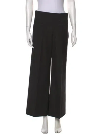 Pre-owned Sandro Linen Wide Leg Pants In Black
