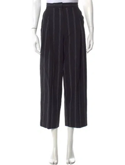 Pre-owned Sandro Linen Wide Leg Pants In Black