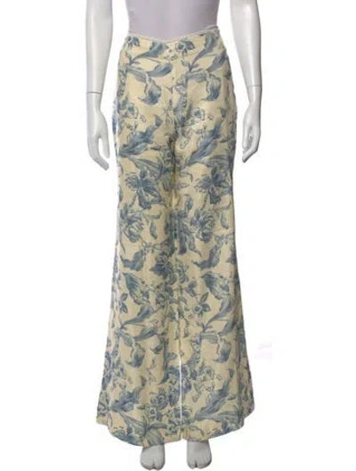 Pre-owned Sandro Linen Wide Leg Pants W/ Tags In Blue