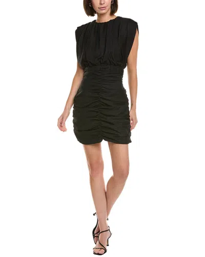 Sandro Linen-blend Mini Dress In Black