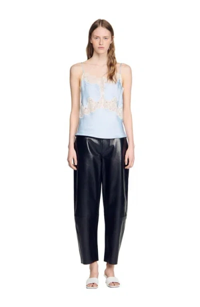 Sandro Lingerie-style Top With Lace In Blue
