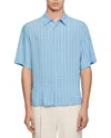 Sandro Geometric-pattern Shortt-sleeve Shirt In Blue