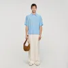 Sandro Link Print Loose-fit Shirt In Blue
