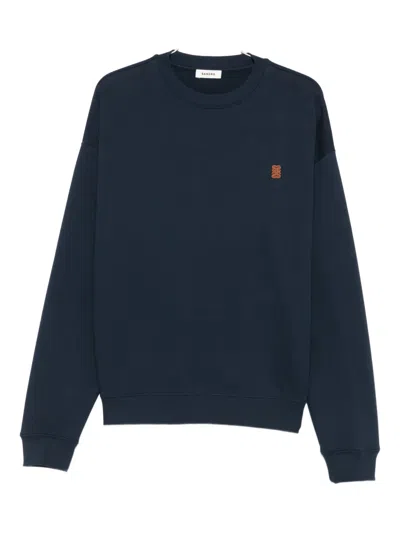Sandro Logo-appliqué Crew-neck Sweatshirt In Blue