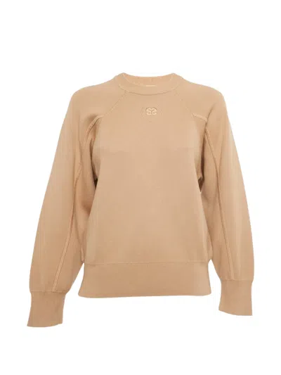 Pre-owned Sandro Logo Crew-neck Sweater In Neutral
