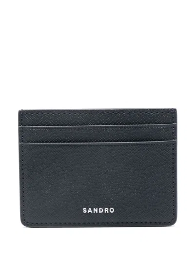 Sandro Logo-embossed Leather Card Holder In Black