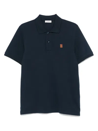 Sandro Logo-embroidered Polo Shirt In Blue