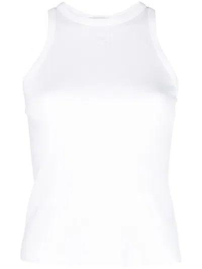 Sandro Logo-embroidered Ribbed Tank Top In 白色