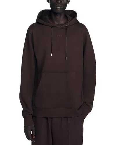 Sandro Logo Hoodie In Brown