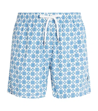 Sandro Logo Print Swim Shorts In Blue