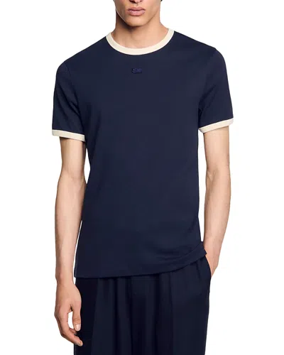 Sandro Logo Ringer Tee In Navy Blue