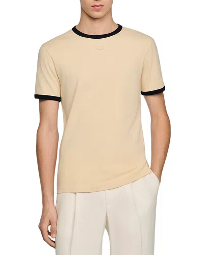 Sandro Logo Ringer Tee In Nude
