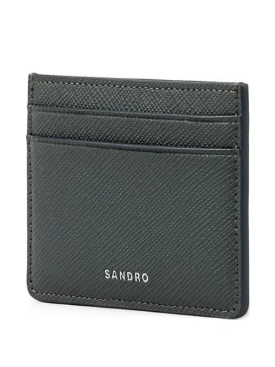 Sandro Logo-stamp Cardholder In Gray
