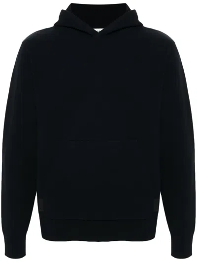Sandro Hooded Fine-knit Jumper In Blue