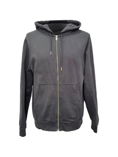 Pre-owned Sandro Logo-embroidered Zipped Hoodie In Black