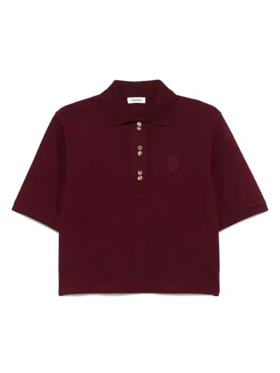 Sandro Logol-embroidered Polo Shirt In Burgundy