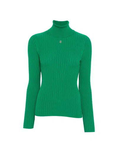 Sandro Logo-plaque Sweater In Green