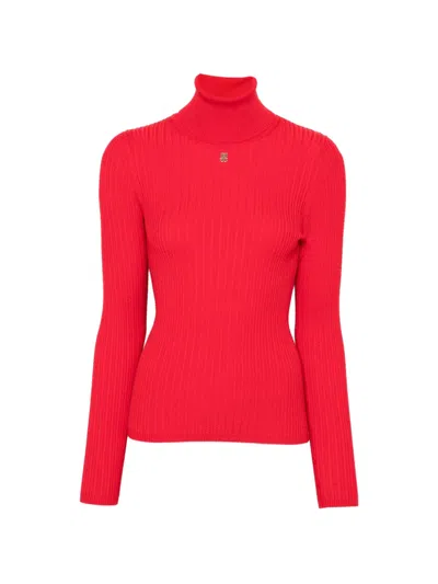 Sandro Logo-plaque Sweater In Red