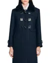 Sandro Long Coat In Blue